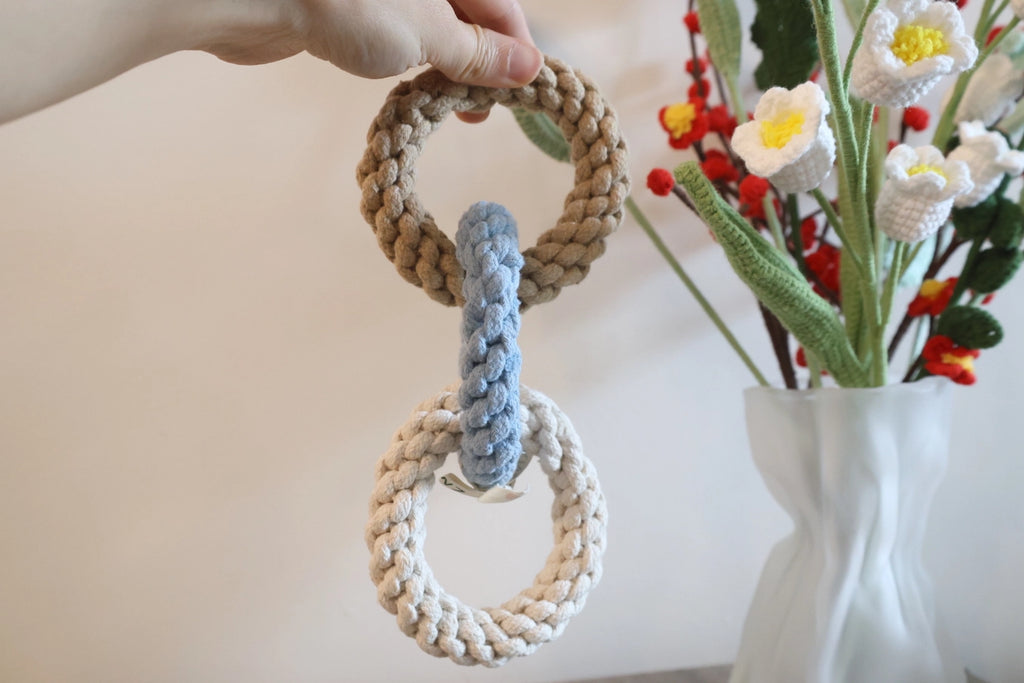 TOY | BRAIDED ROPE DOG TOY | BLUE - IVORY - BROWN