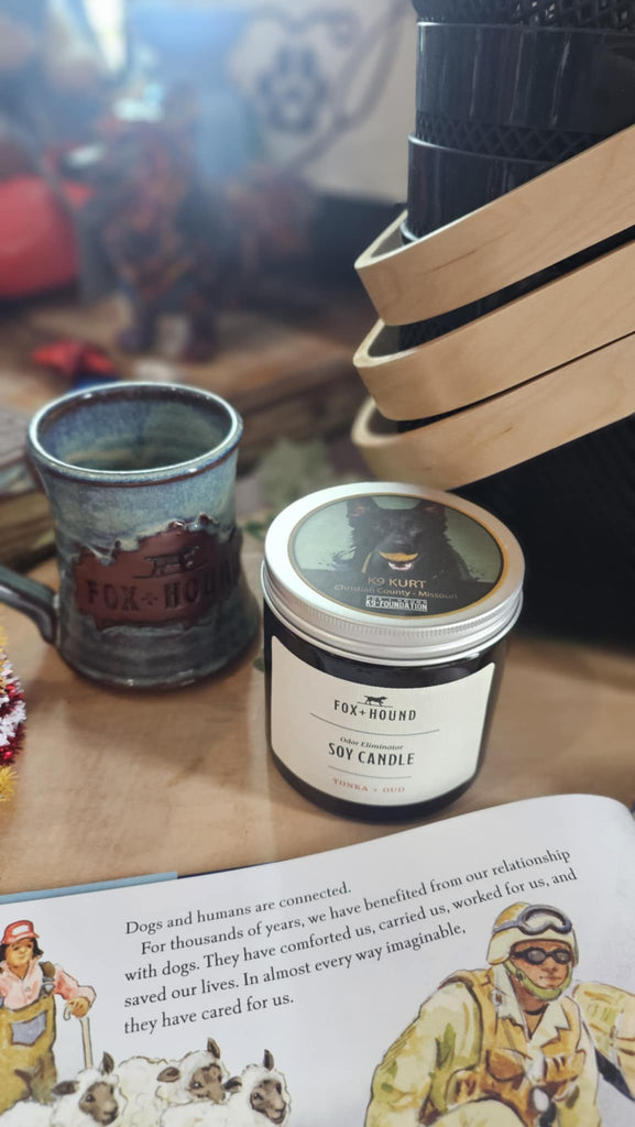 K9 CANDLE - K9 KURT FOX + HOUND TONKA OUD ODOR-ELIMINATOR SOY CANDLE