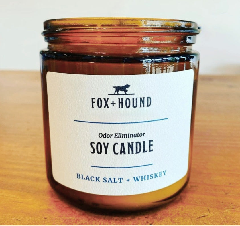 CANDLE  "BLACK SALT & WHISKEY" FOX + HOUND ODOR-ELIMINATOR