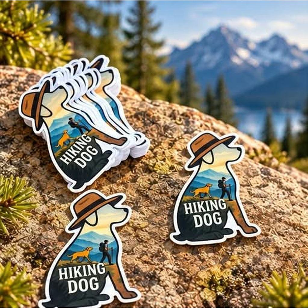STICKER | HIKING DOG STICKER | MOUNTAIN ADVENTURE DOG DECAL | OUTDOOR  3 " DIE CUT STICKERS